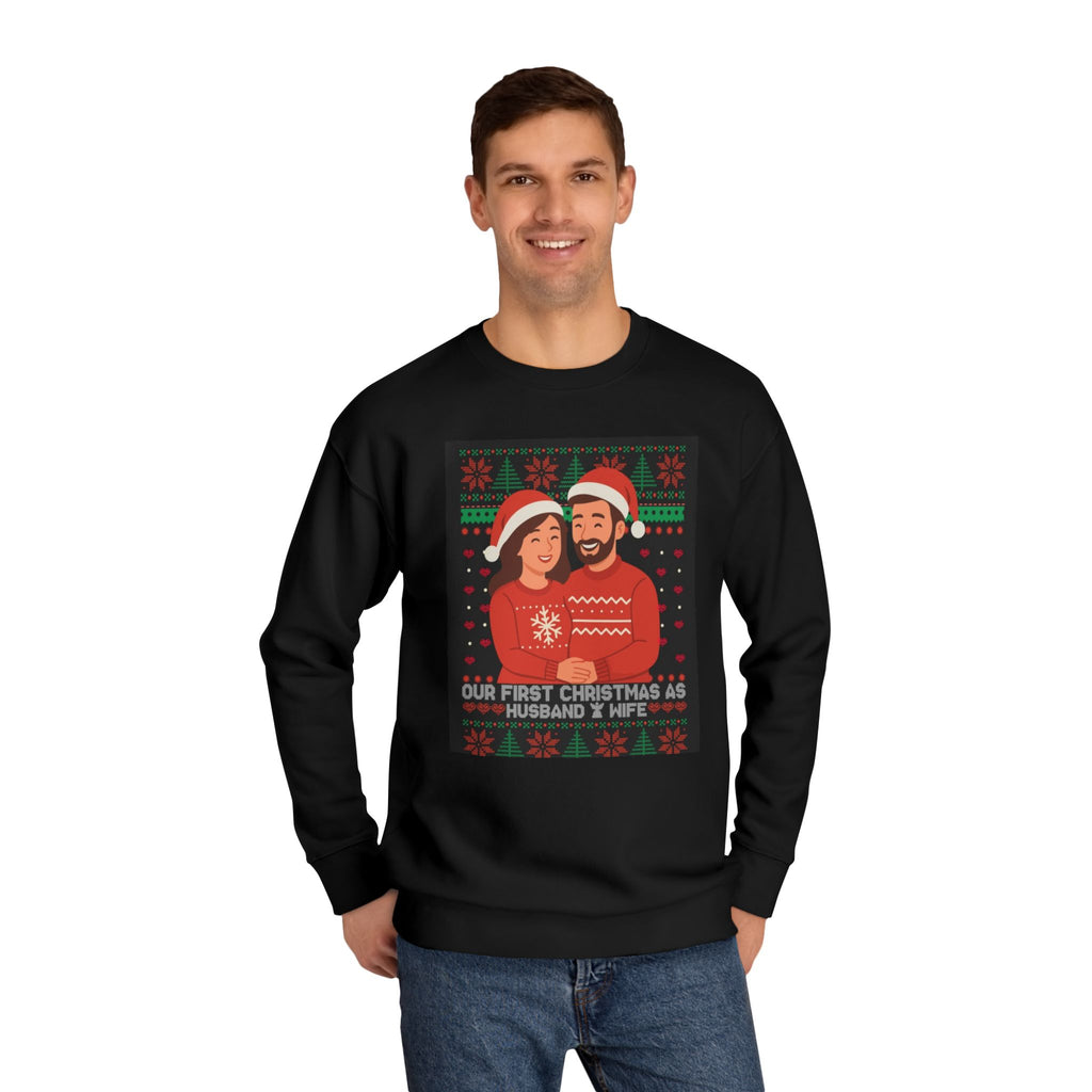 Christmas Couple Sweatshirt - 'Our First Christmas as Husband & Wife' Unisex Crew