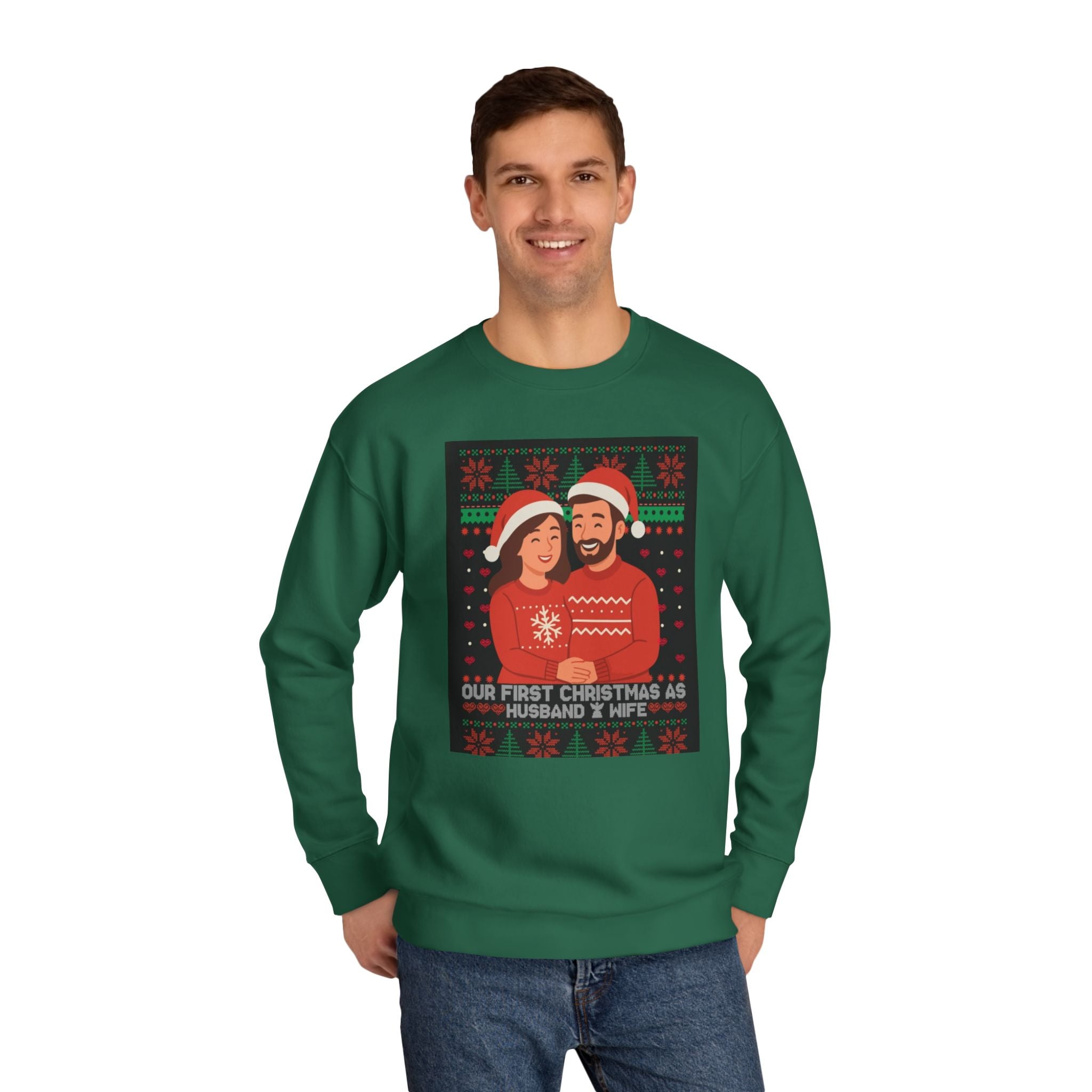 Christmas Couple Sweatshirt - 'Our First Christmas as Husband & Wife' Unisex Crew
