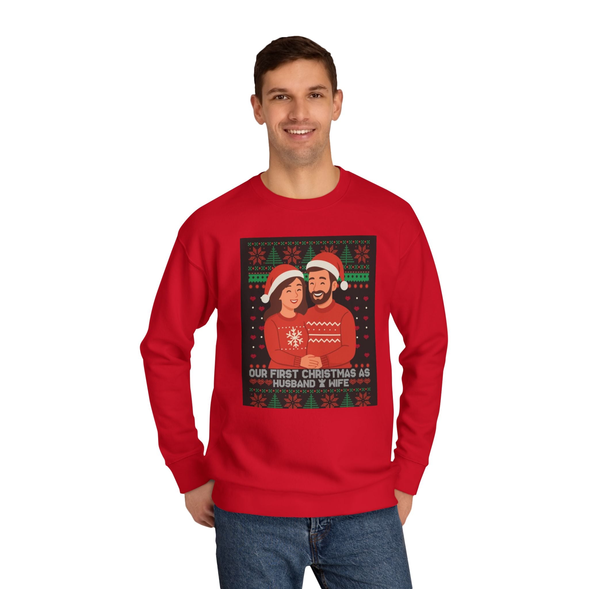 Christmas Couple Sweatshirt - 'Our First Christmas as Husband & Wife' Unisex Crew