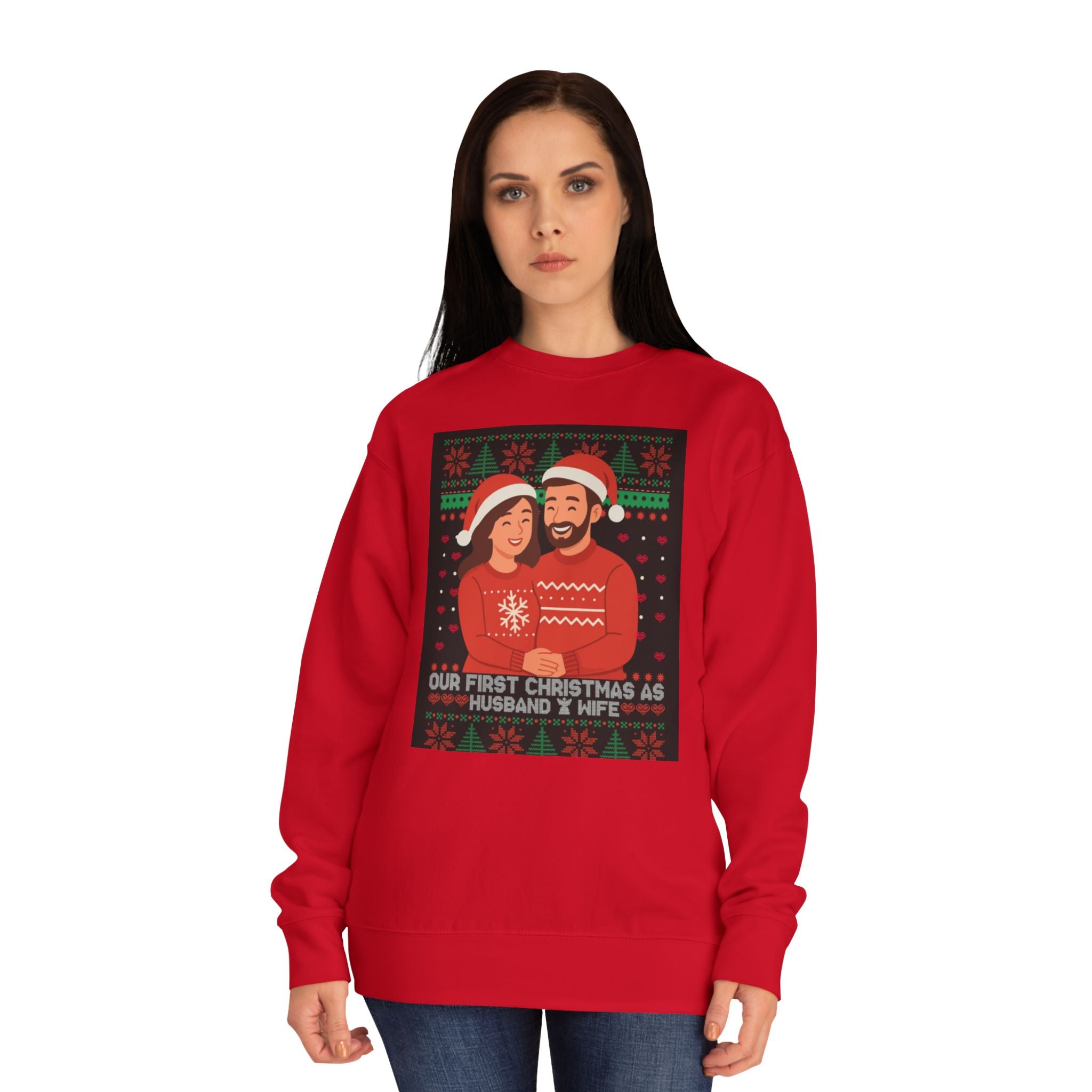 Christmas Couple Sweatshirt - 'Our First Christmas as Husband & Wife' Unisex Crew