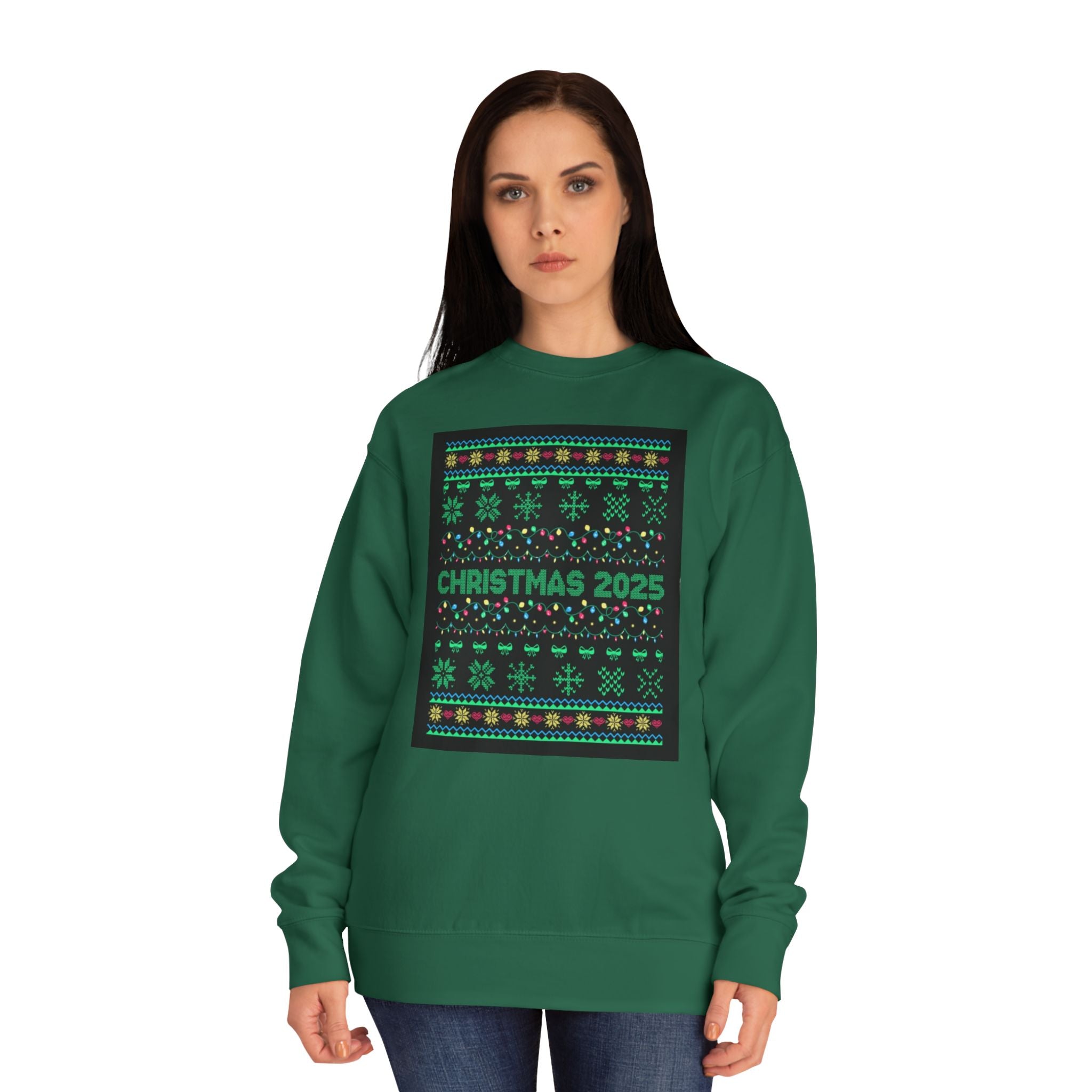 Christmas 2025 Crewneck Sweatshirt — Retro Fair Isle Holiday Sweater