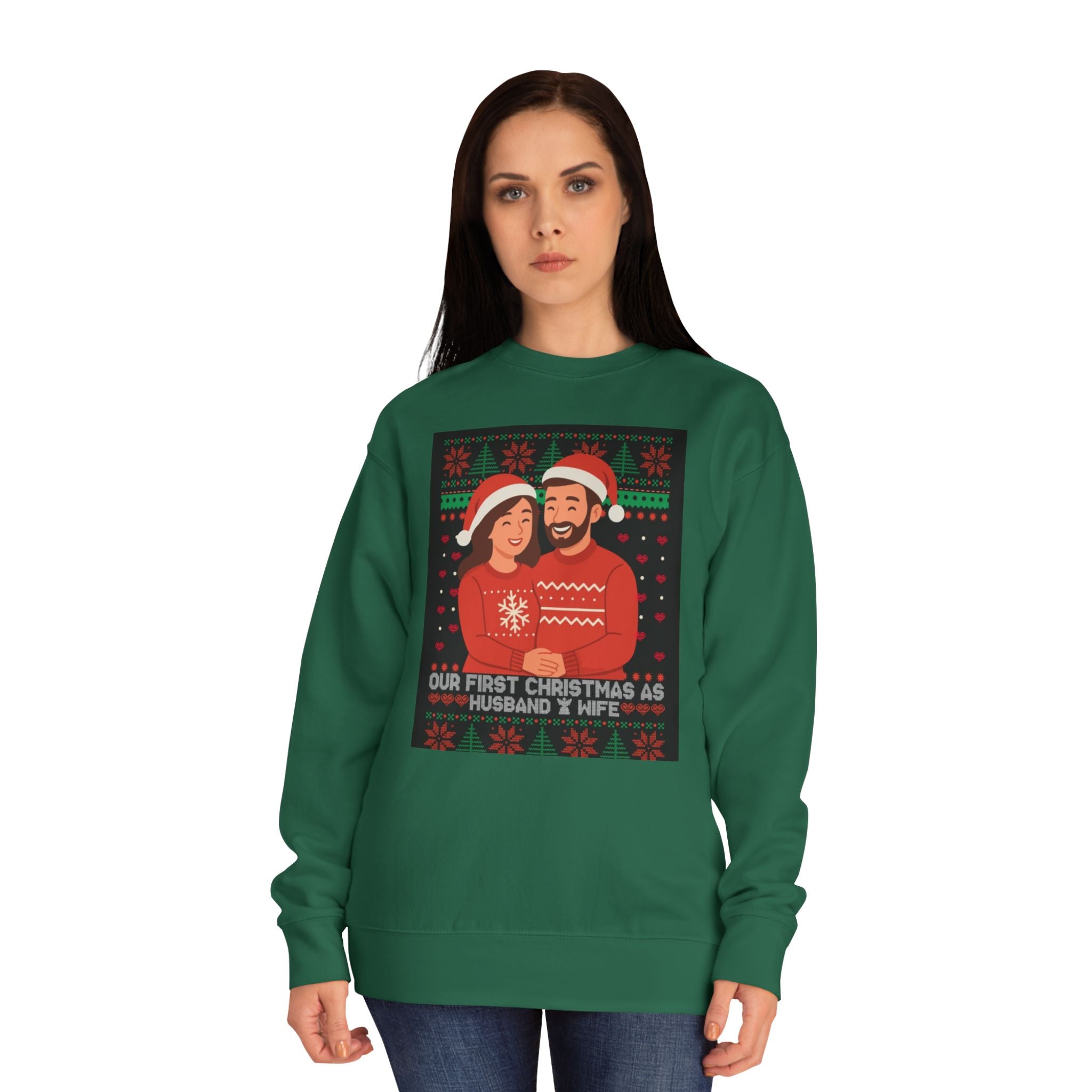 Christmas Couple Sweatshirt - 'Our First Christmas as Husband & Wife' Unisex Crew