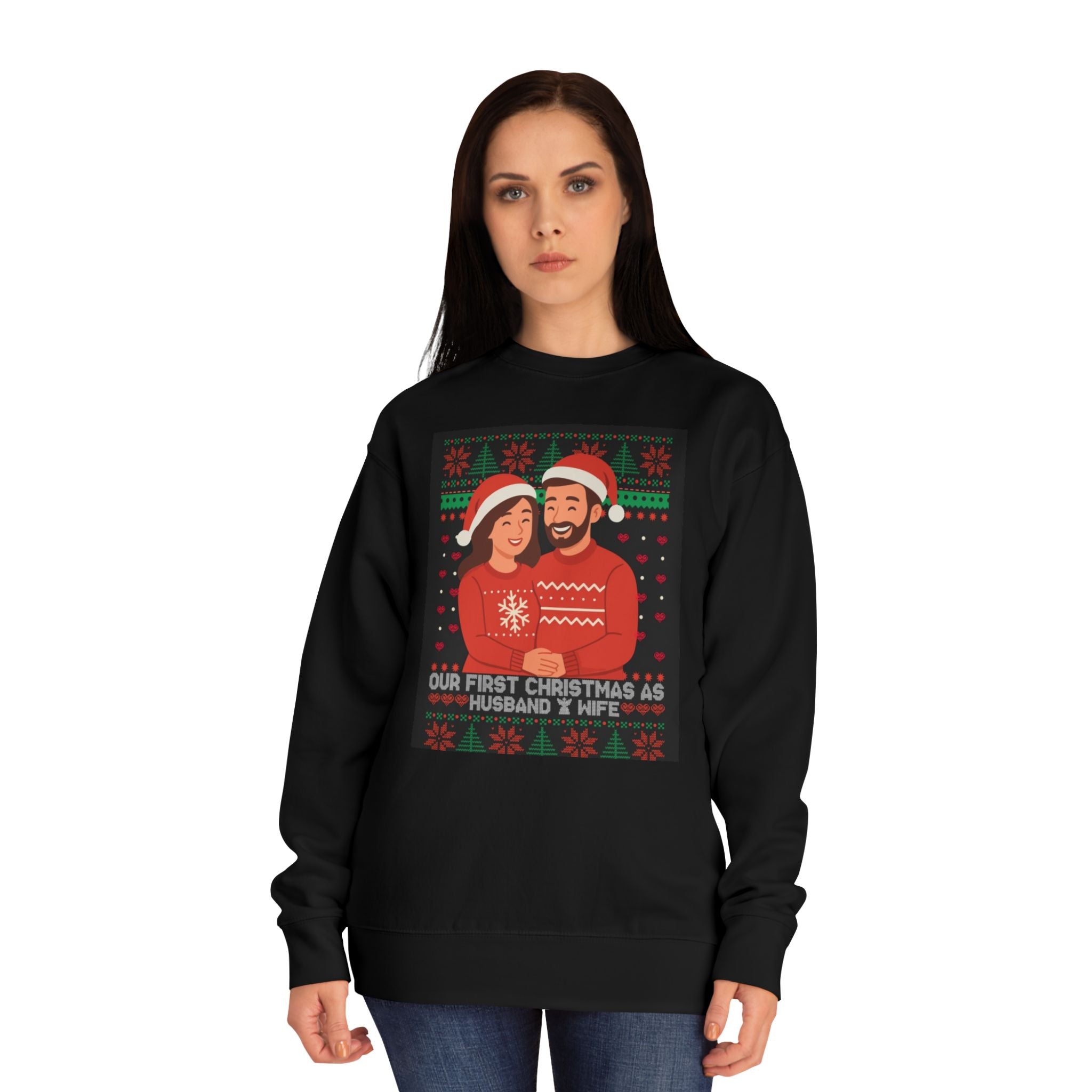 Christmas Couple Sweatshirt - 'Our First Christmas as Husband & Wife' Unisex Crew