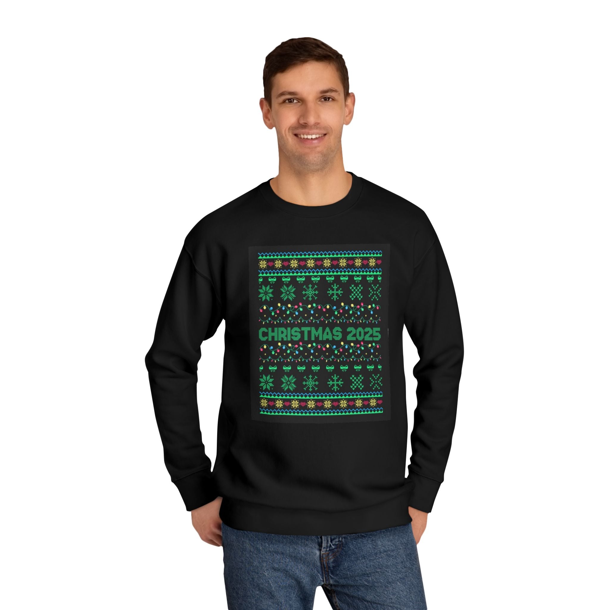 Christmas 2025 Crewneck Sweatshirt — Retro Fair Isle Holiday Sweater