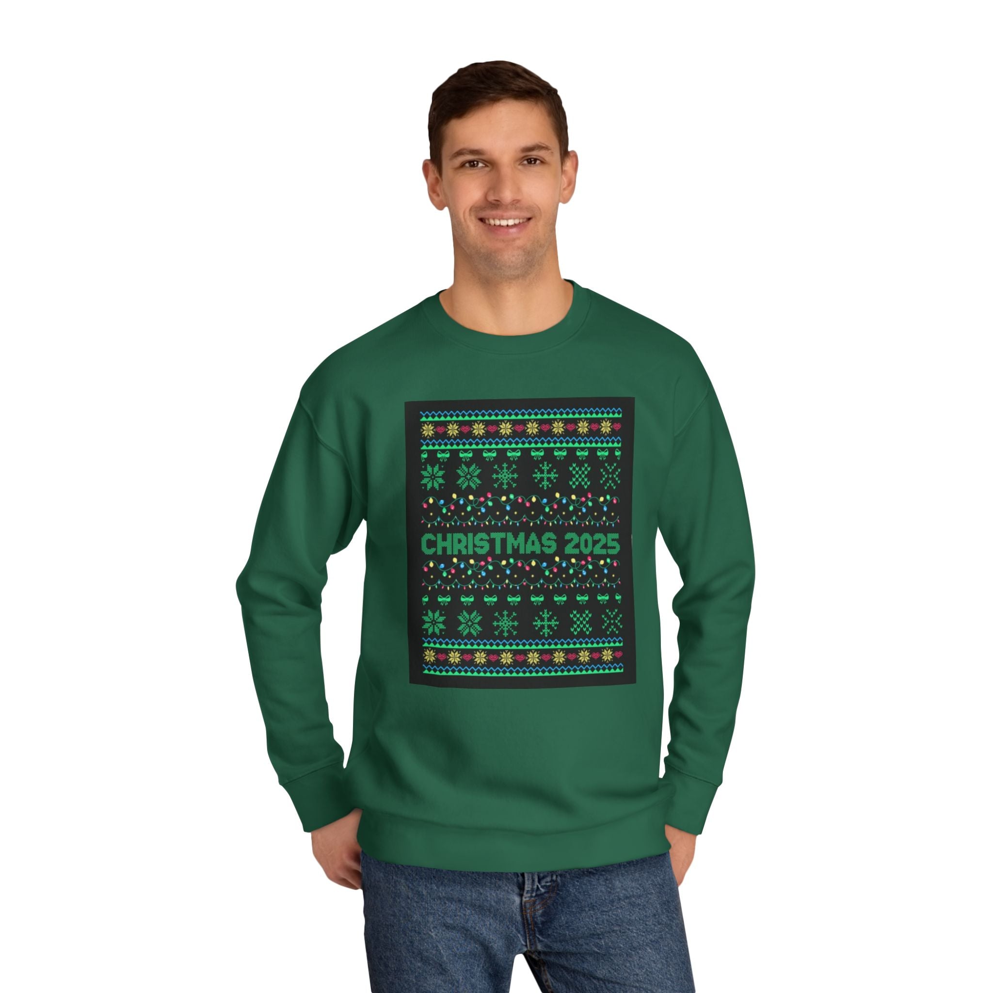 Christmas 2025 Crewneck Sweatshirt — Retro Fair Isle Holiday Sweater